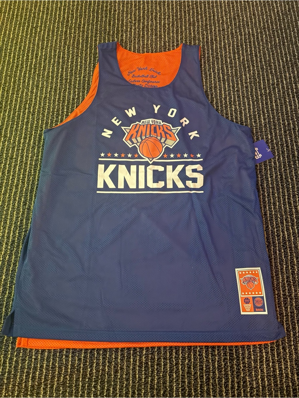 NWT New York Knicks Reversible Jersey Tank Top NBA Orange Blue embroidered